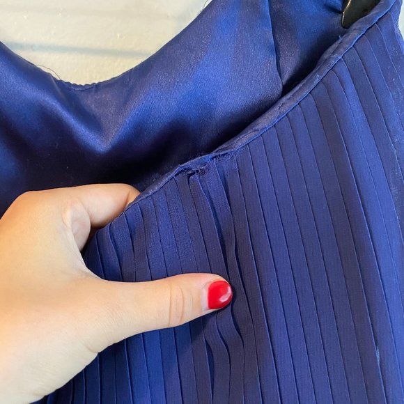 French Connection Blue Pleated Strapless Dress - Picture 6 of 8